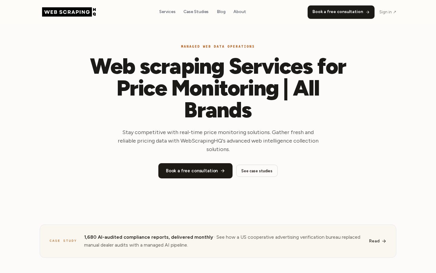 Web Scraping HQ Pricing