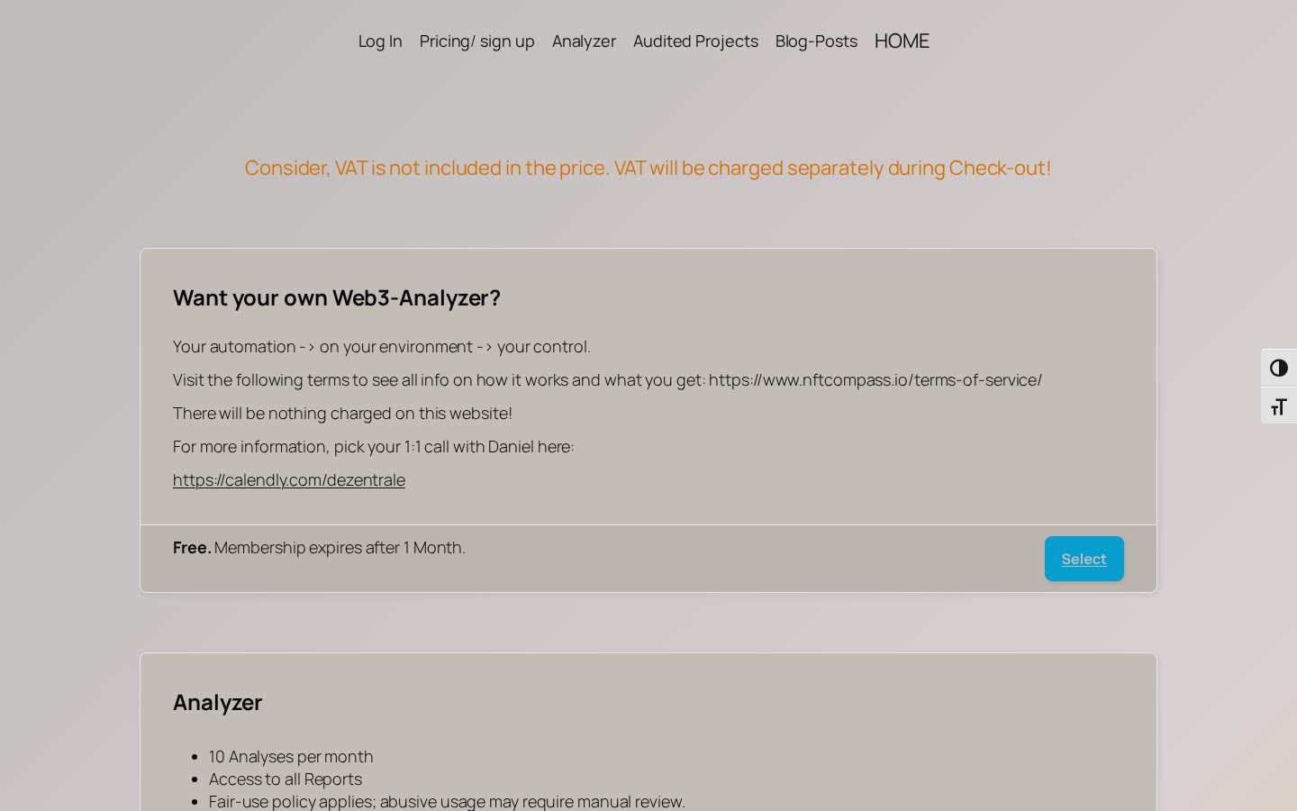 Web3-Analyzer Pricing