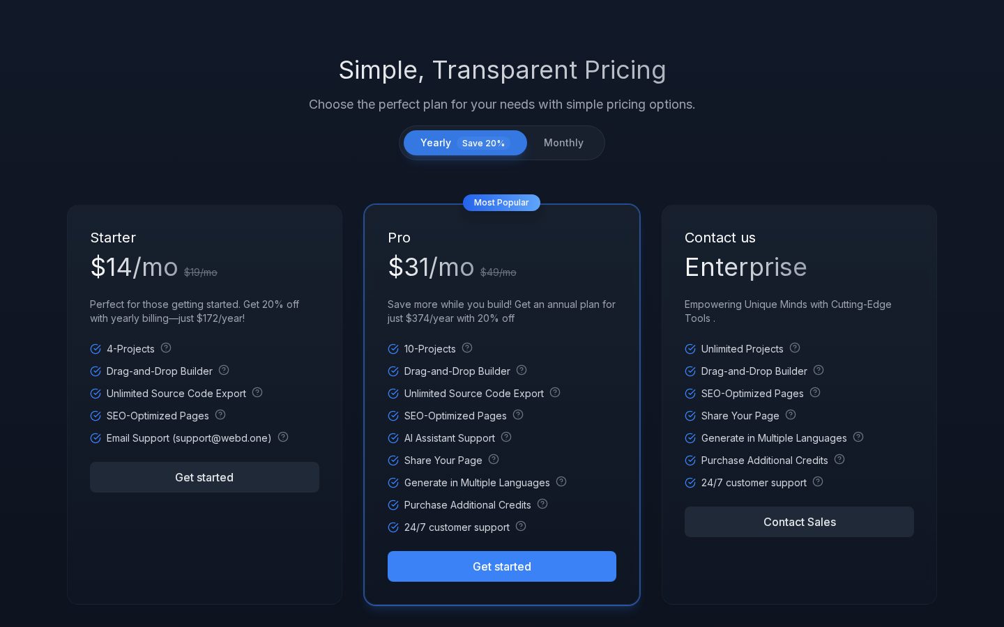 Webdone Pricing