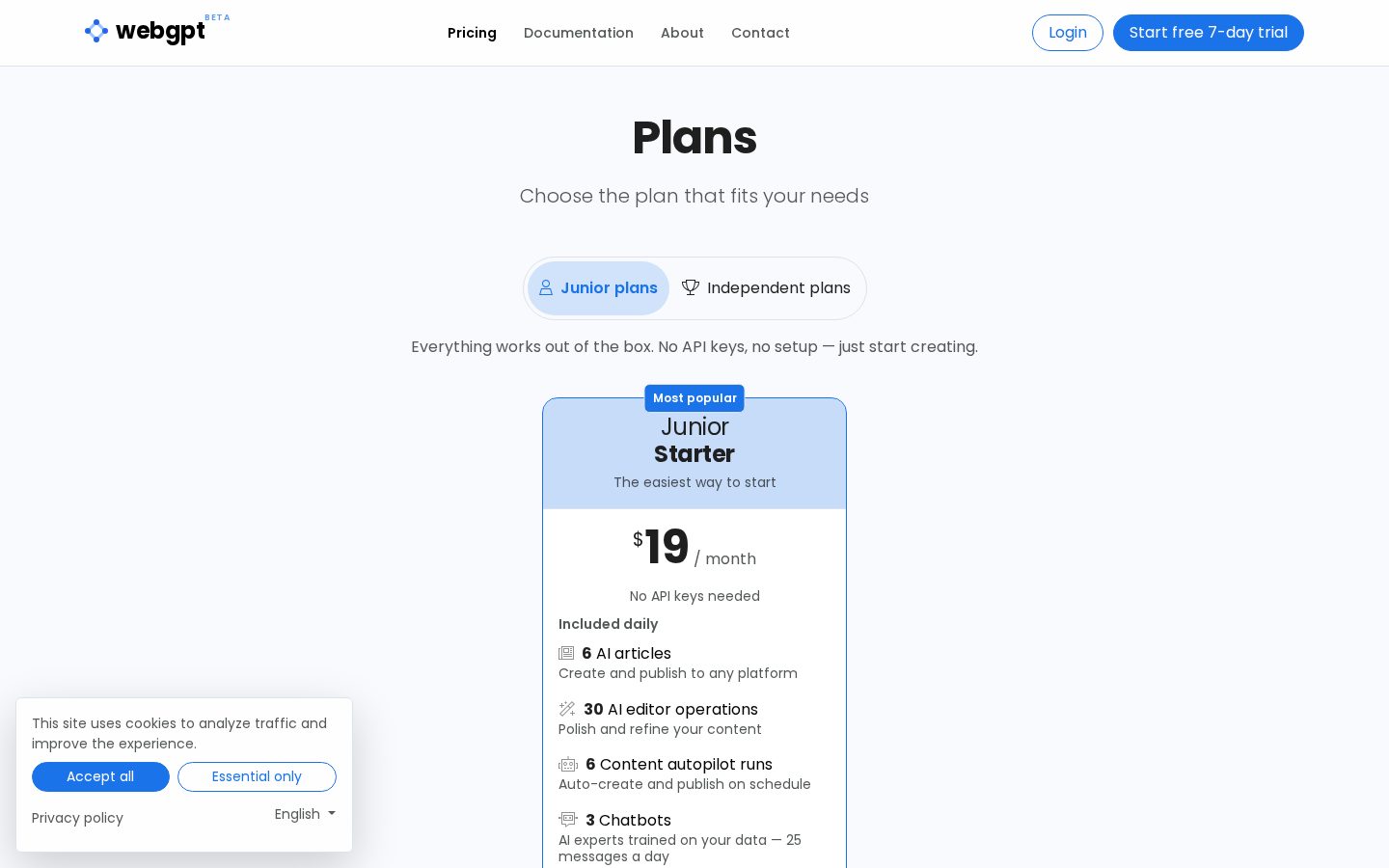 WebGPT Pricing