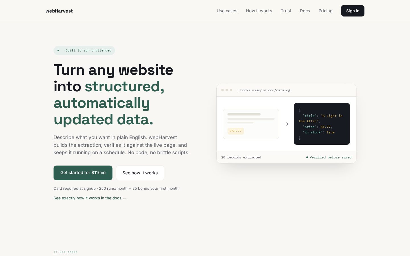 webHarvest Homepage