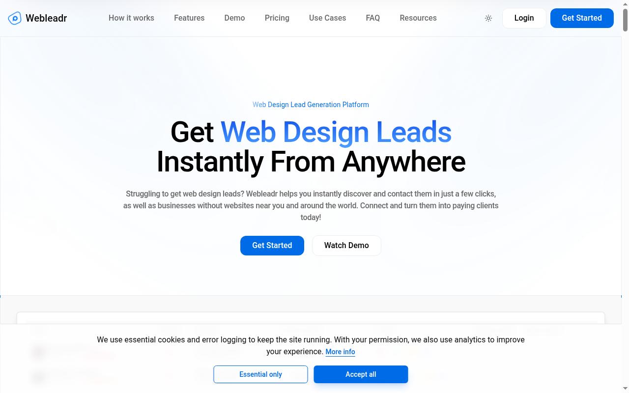Webleadr Homepage