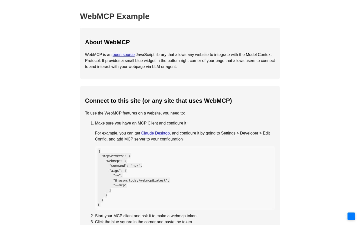 WebMCP Homepage