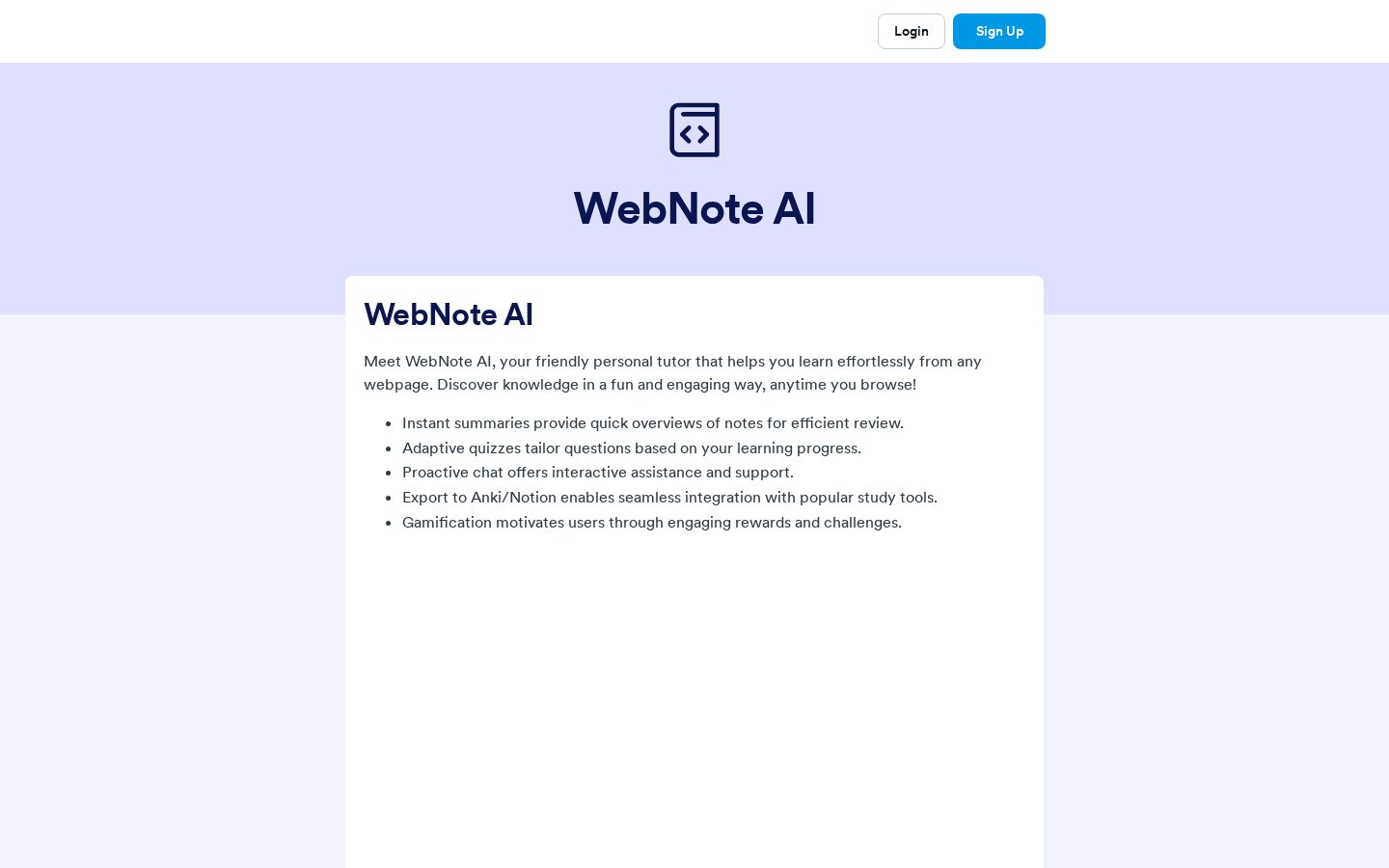 WebNote AI Homepage