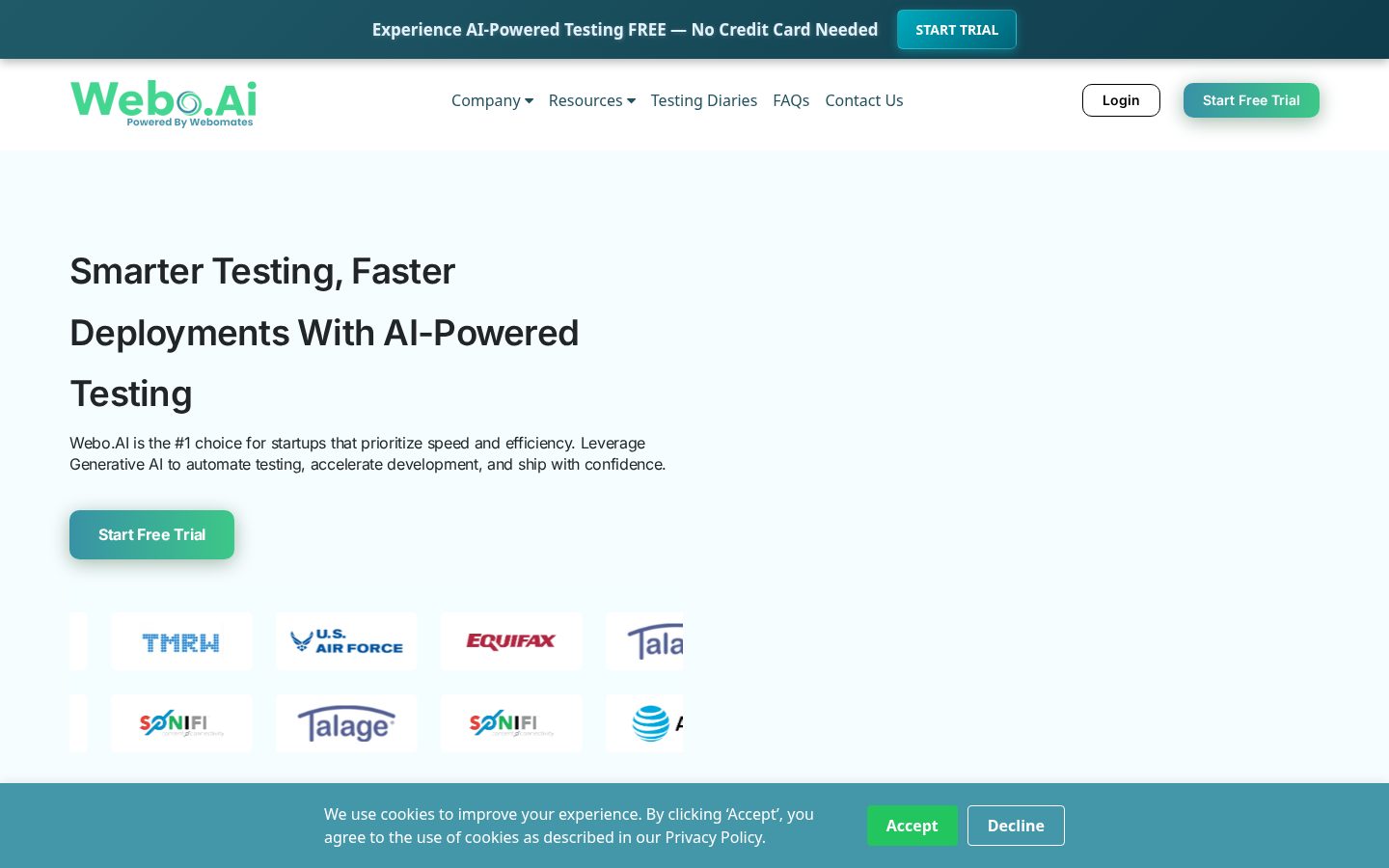 Webo AI Homepage