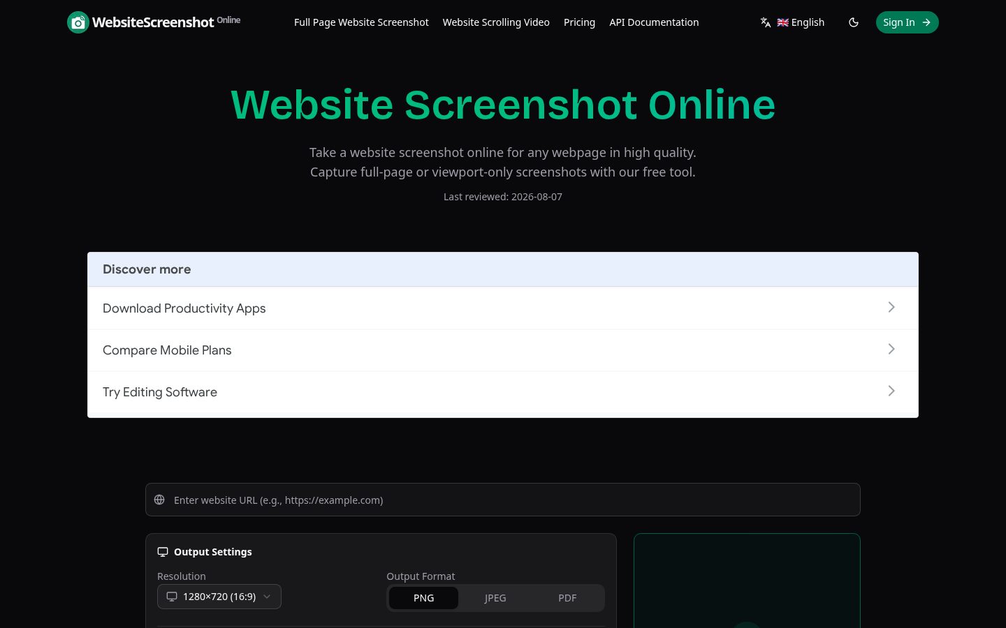 Website Screenshot Online Homepage