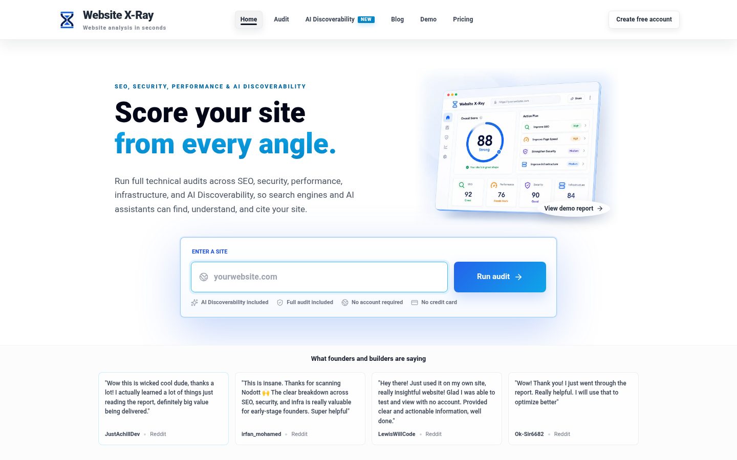 Website X-Ray Homepage