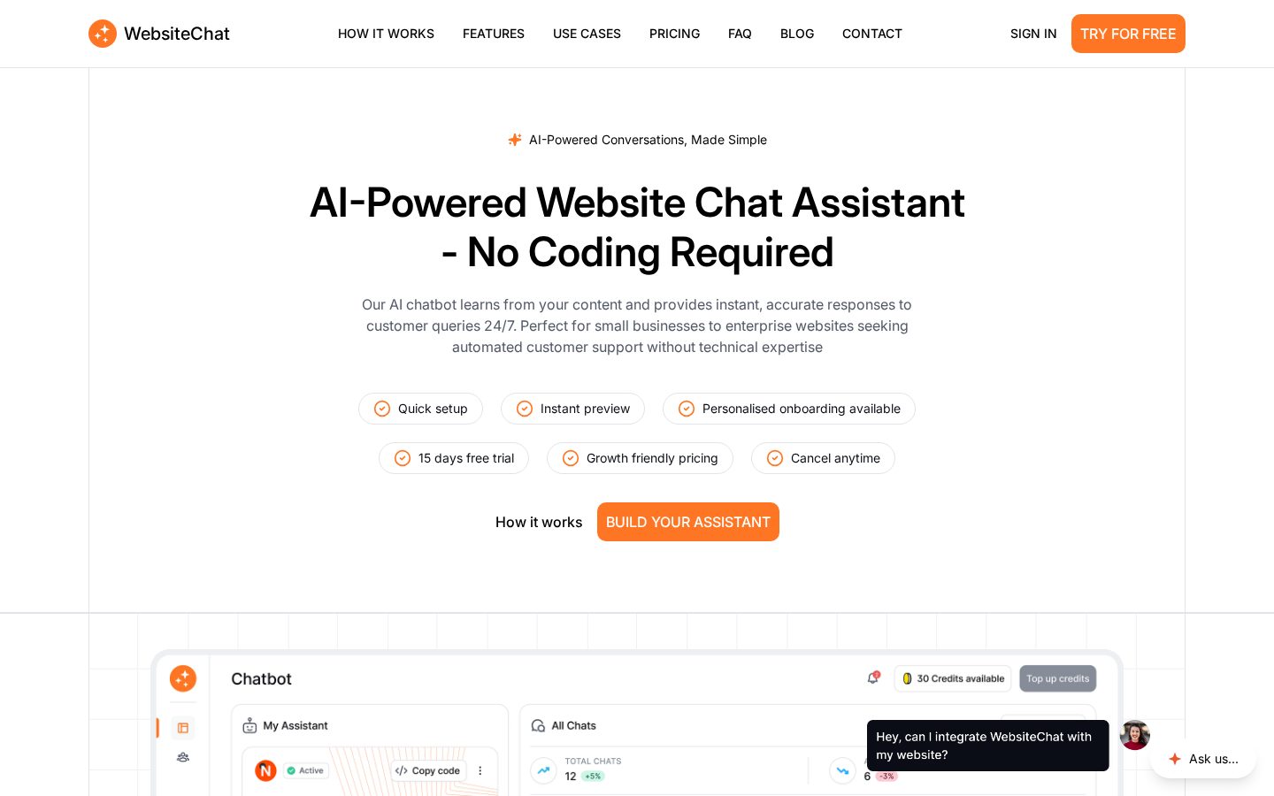 WebsiteChat Homepage