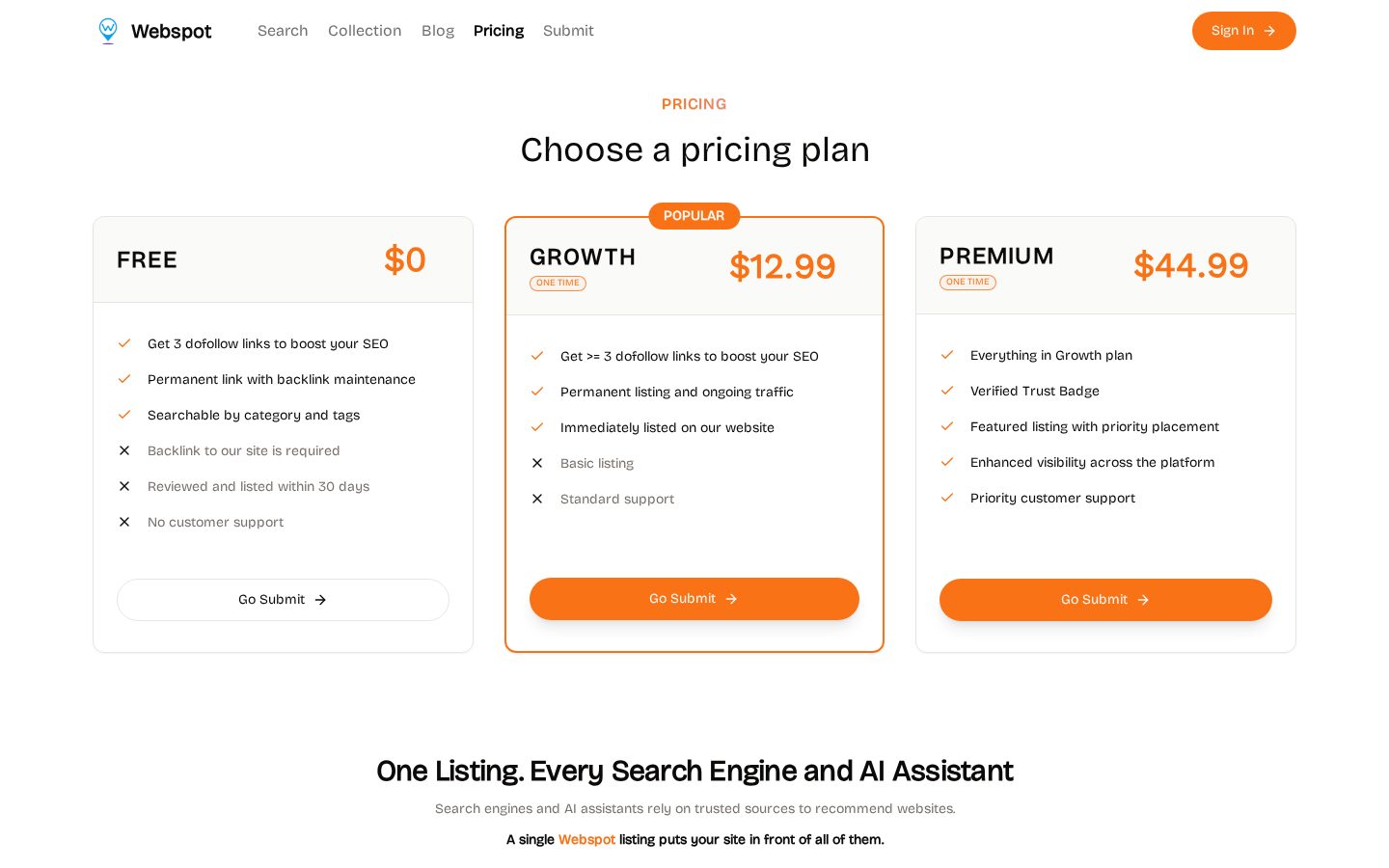 Webspot Pricing