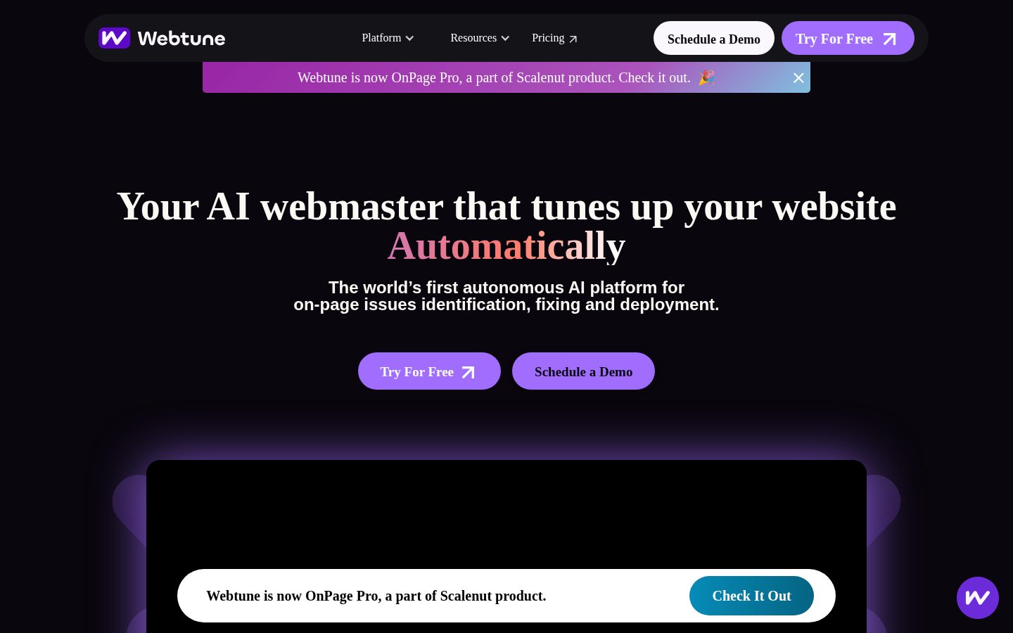 Webtune AI Homepage