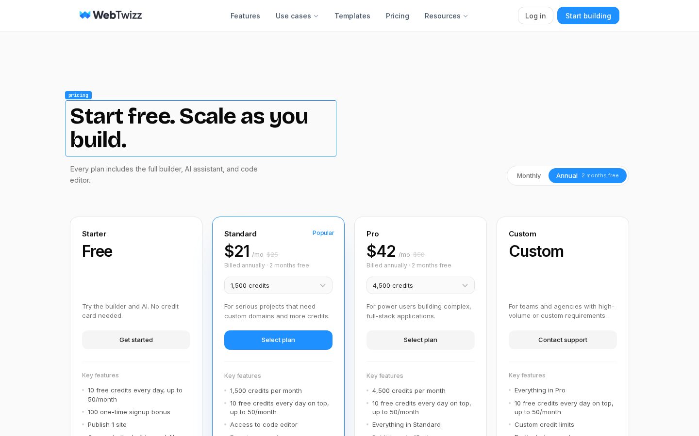 Webtwizz Pricing