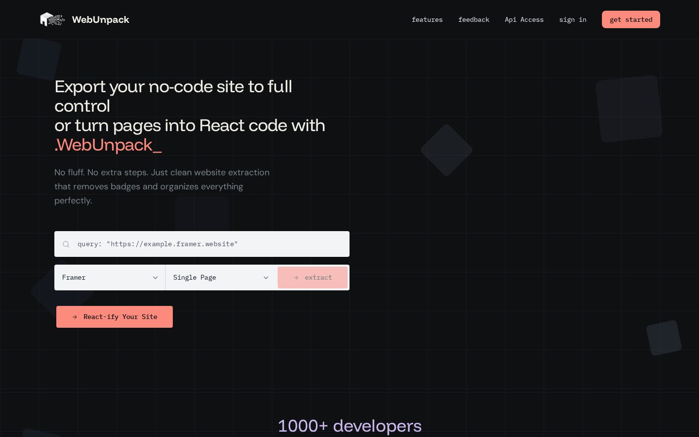 WebUnpack Homepage