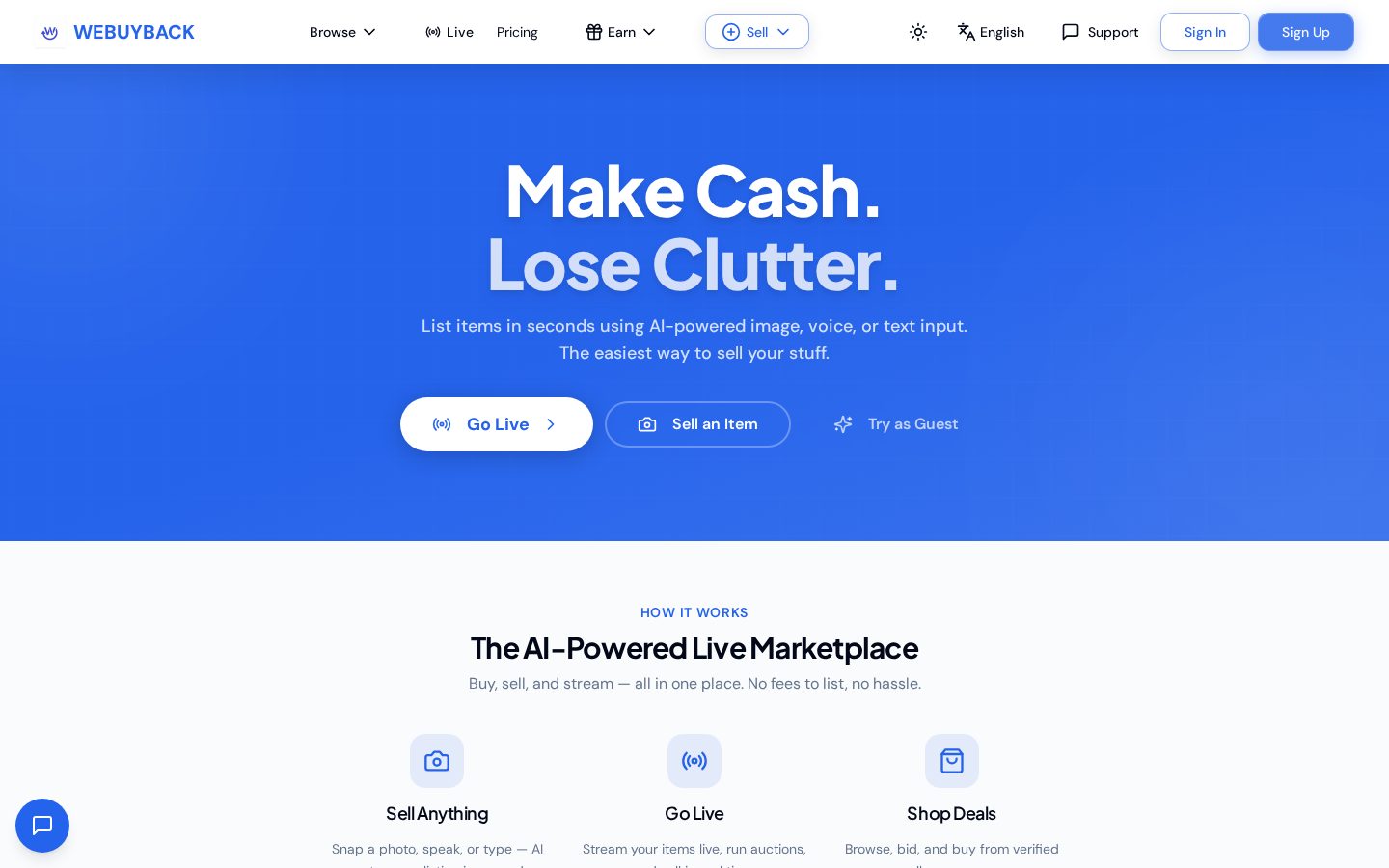 WeBuyBack Homepage