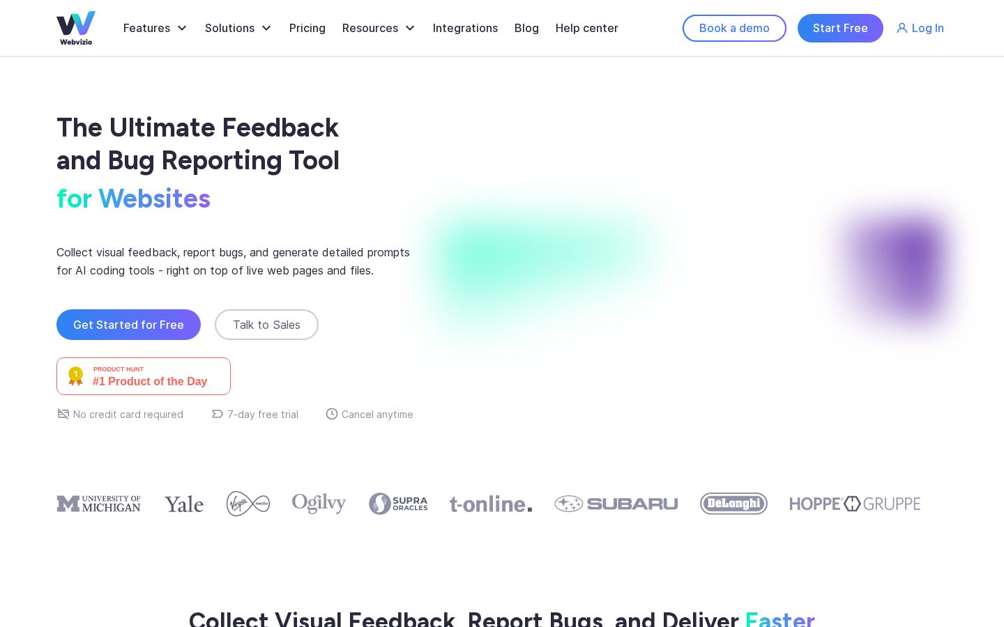 Webvizio for AI Coding Agents Homepage