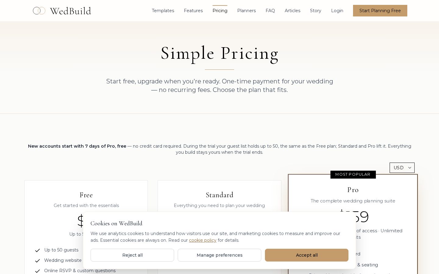 WedBuild Pricing