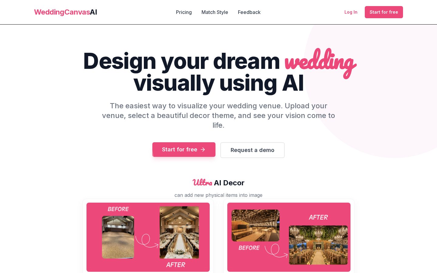 WeddingCanvasAI Homepage