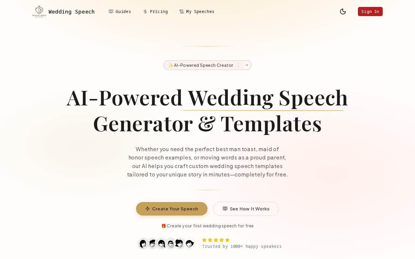 WeddingSpeech Homepage