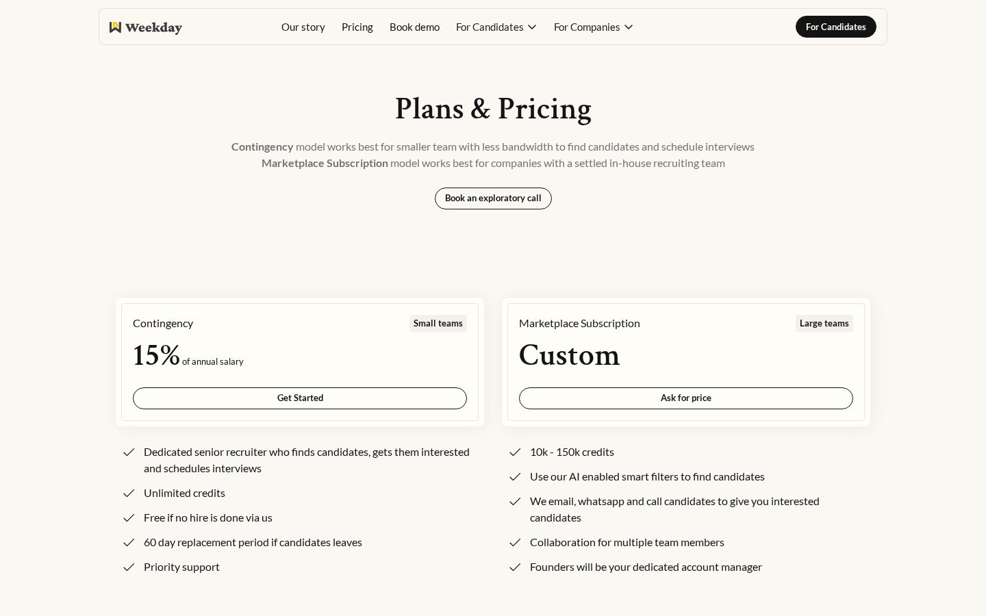 Weekday Pricing