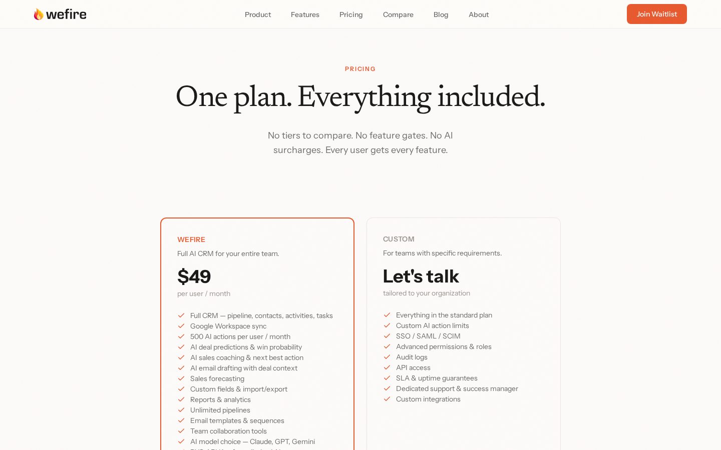 WeFIRE Pricing