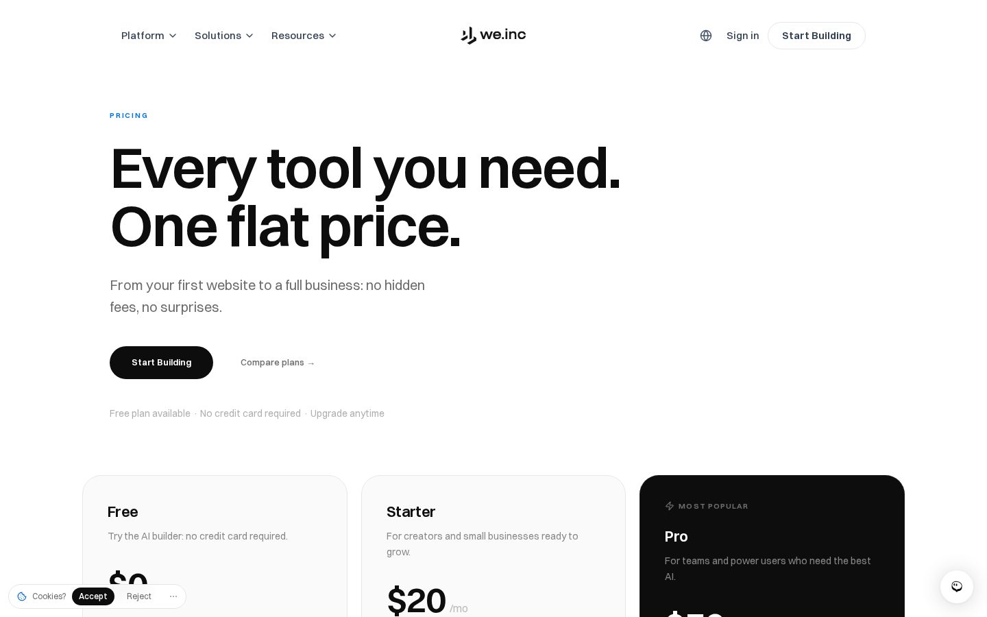 WeInc Pricing