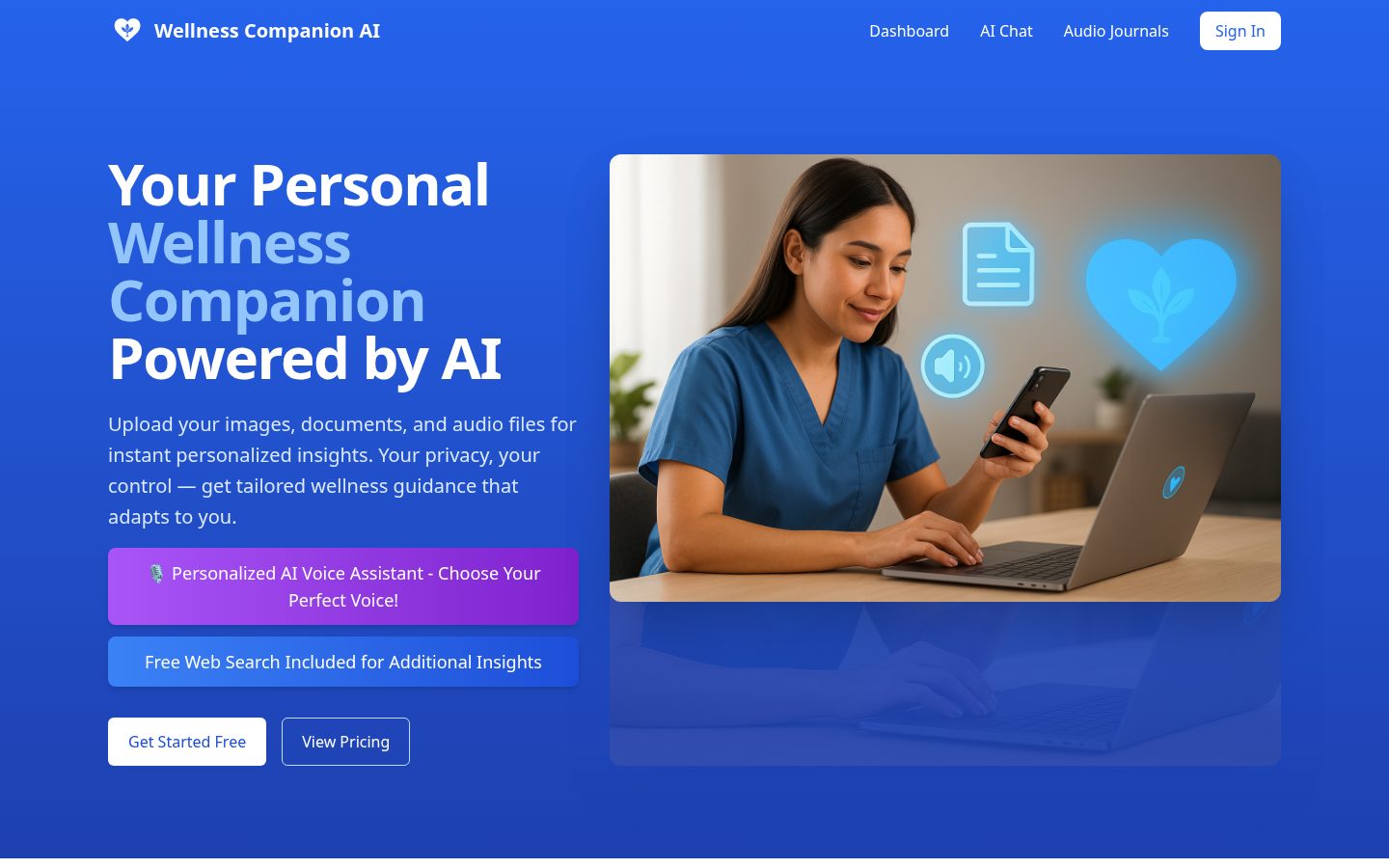 Wellness Companion AI Homepage