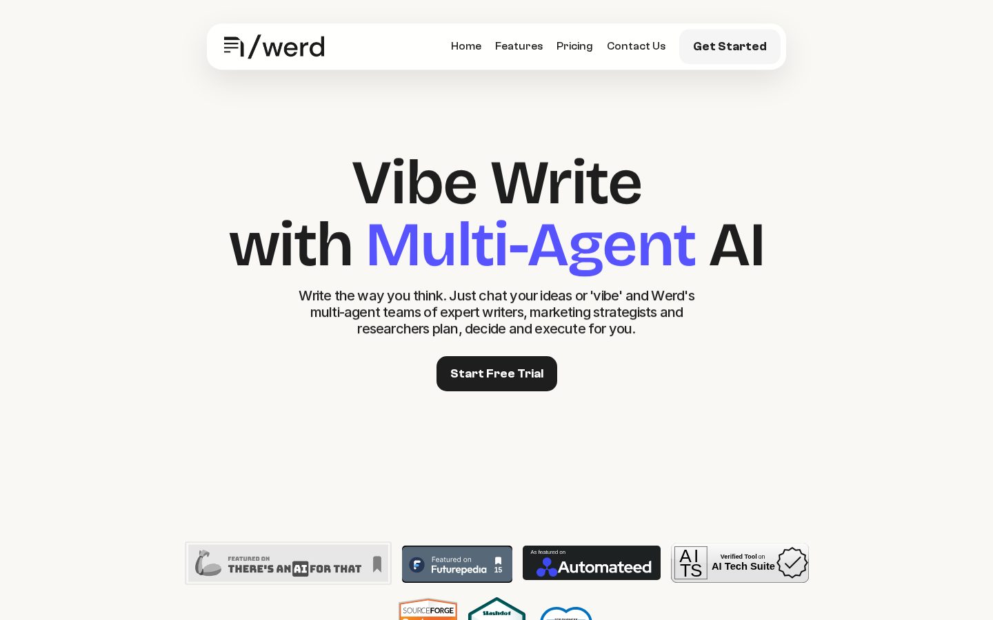 Werd AI Homepage