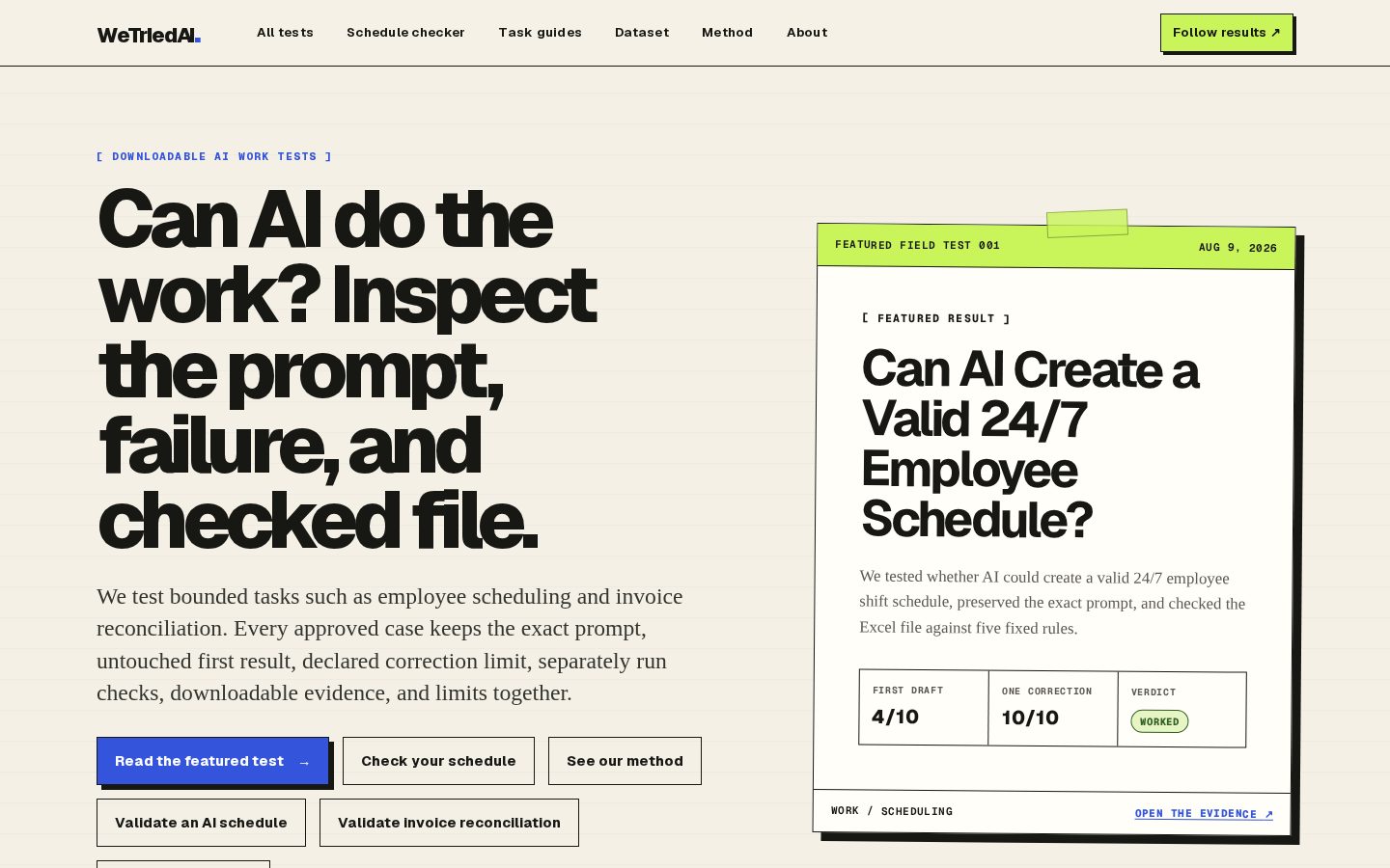 WeTriedAI Homepage