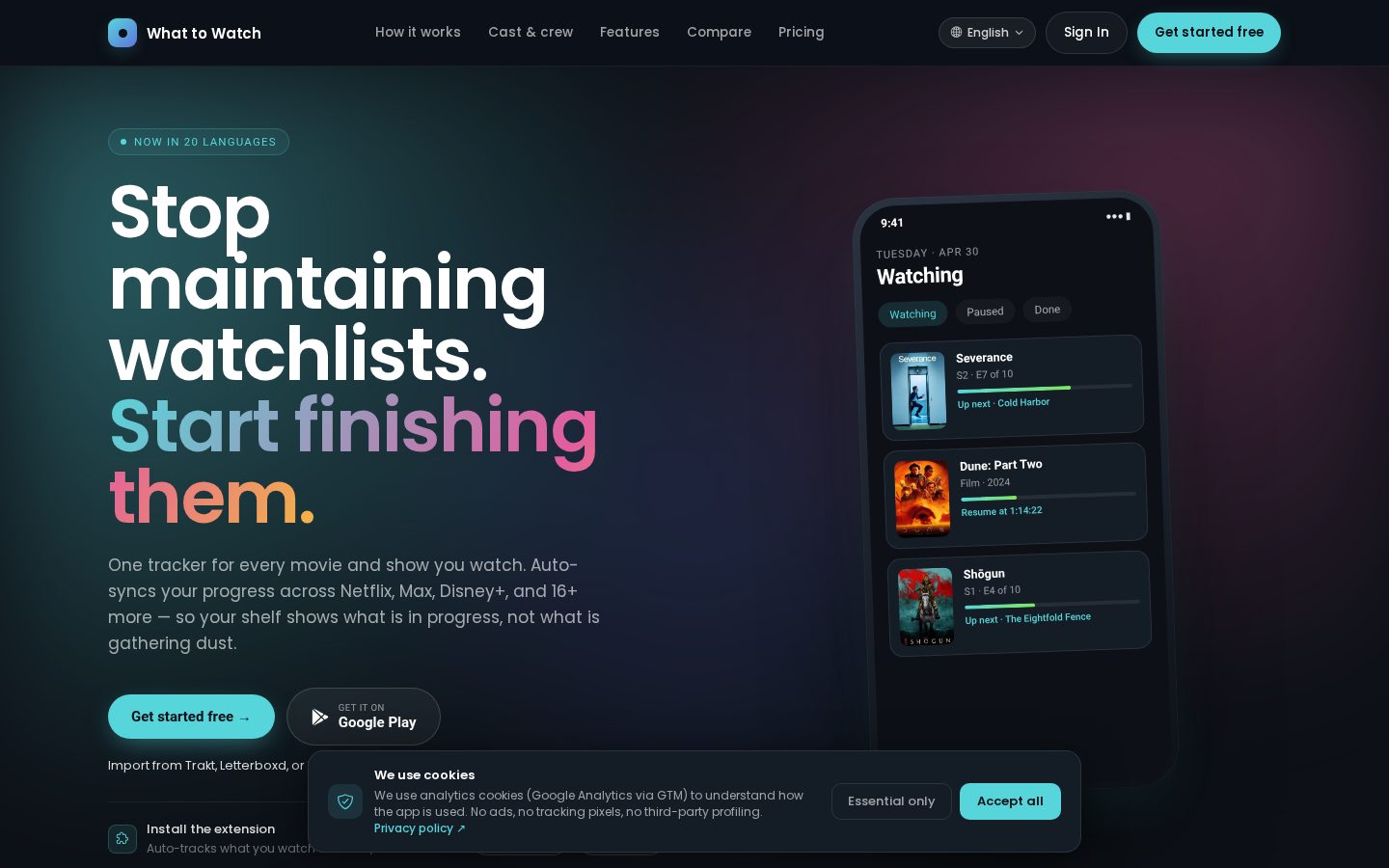 What To Watch Homepage