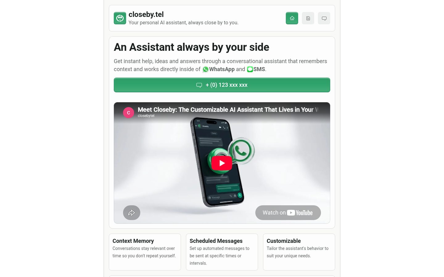 WhatsApp AI Assistant Homepage