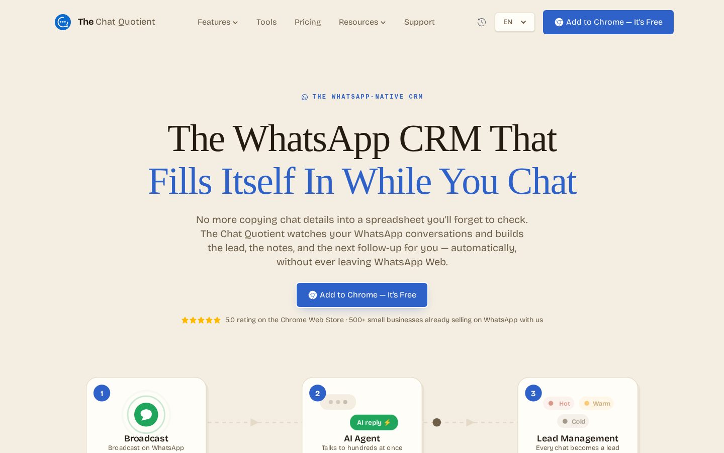 Whatsapp CRM - The Chat Quotient Homepage