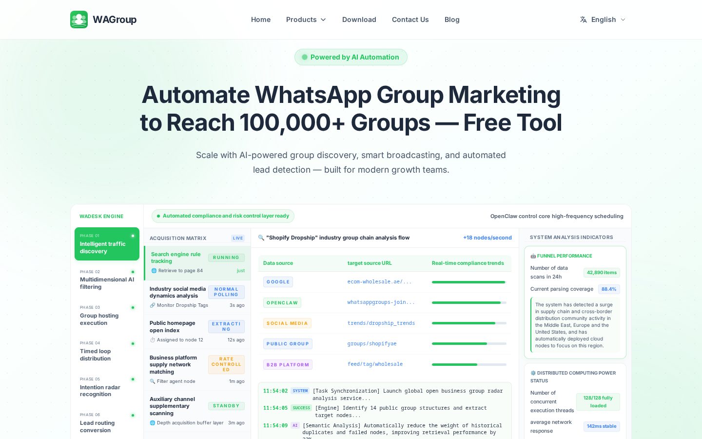 WhatsApp Group Marketing Tool Homepage