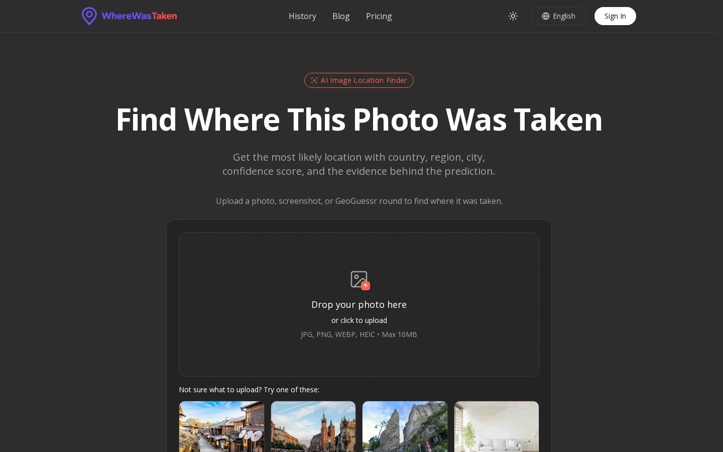 WhereWasTaken Homepage