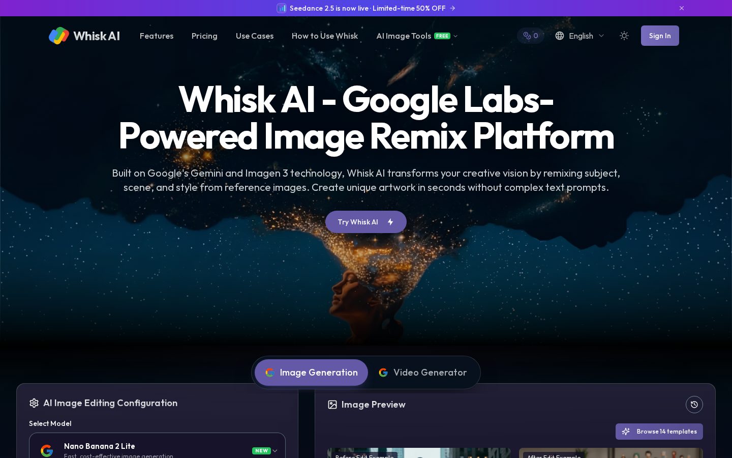 Whisk AI Homepage