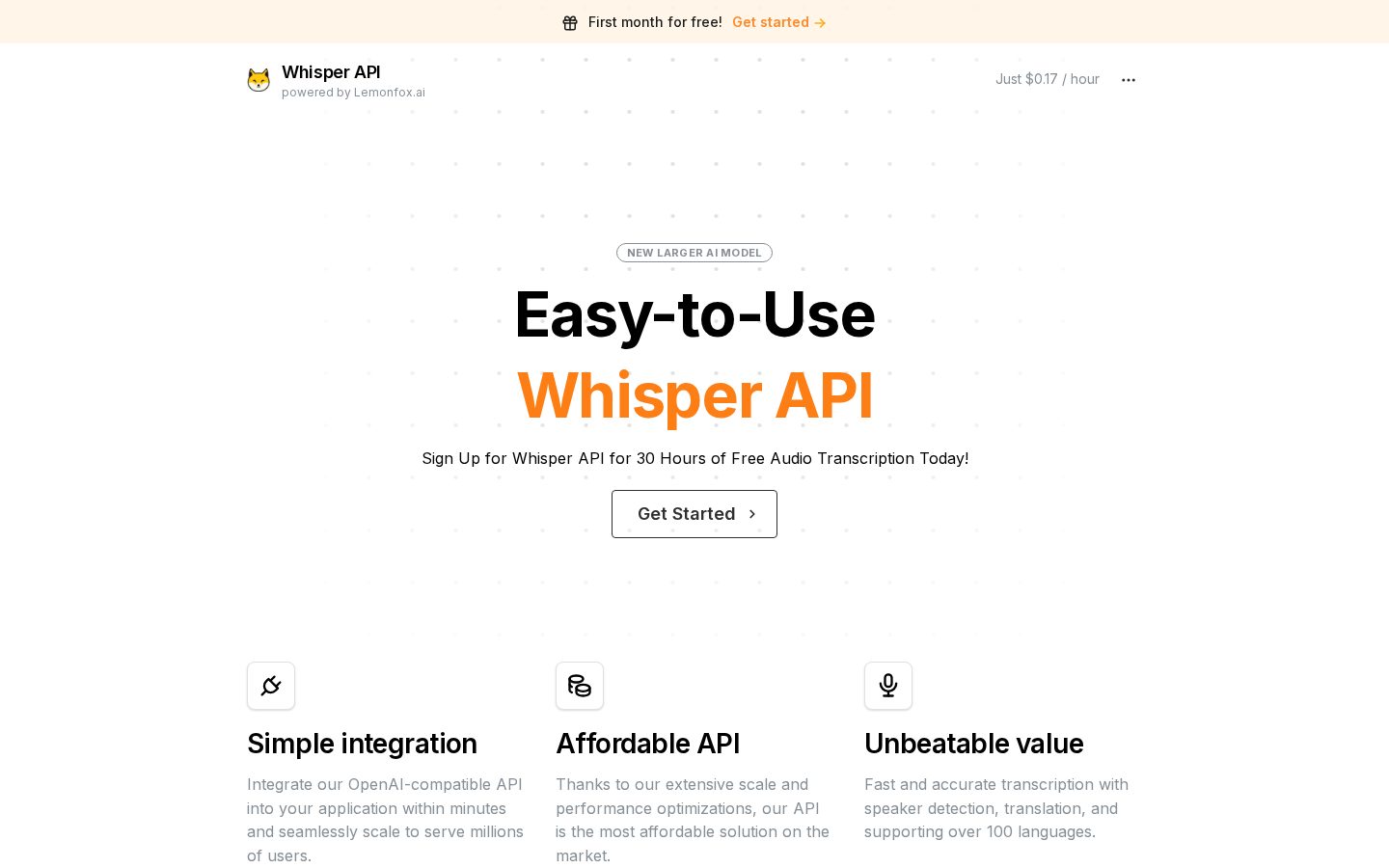 Whisper API Homepage