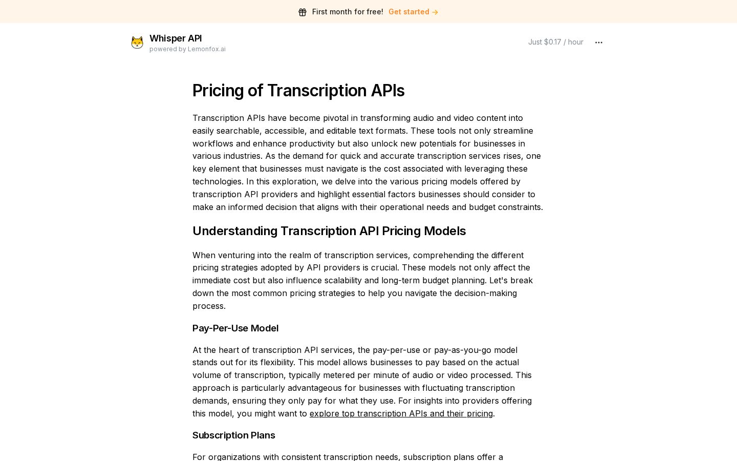 Whisper API Pricing