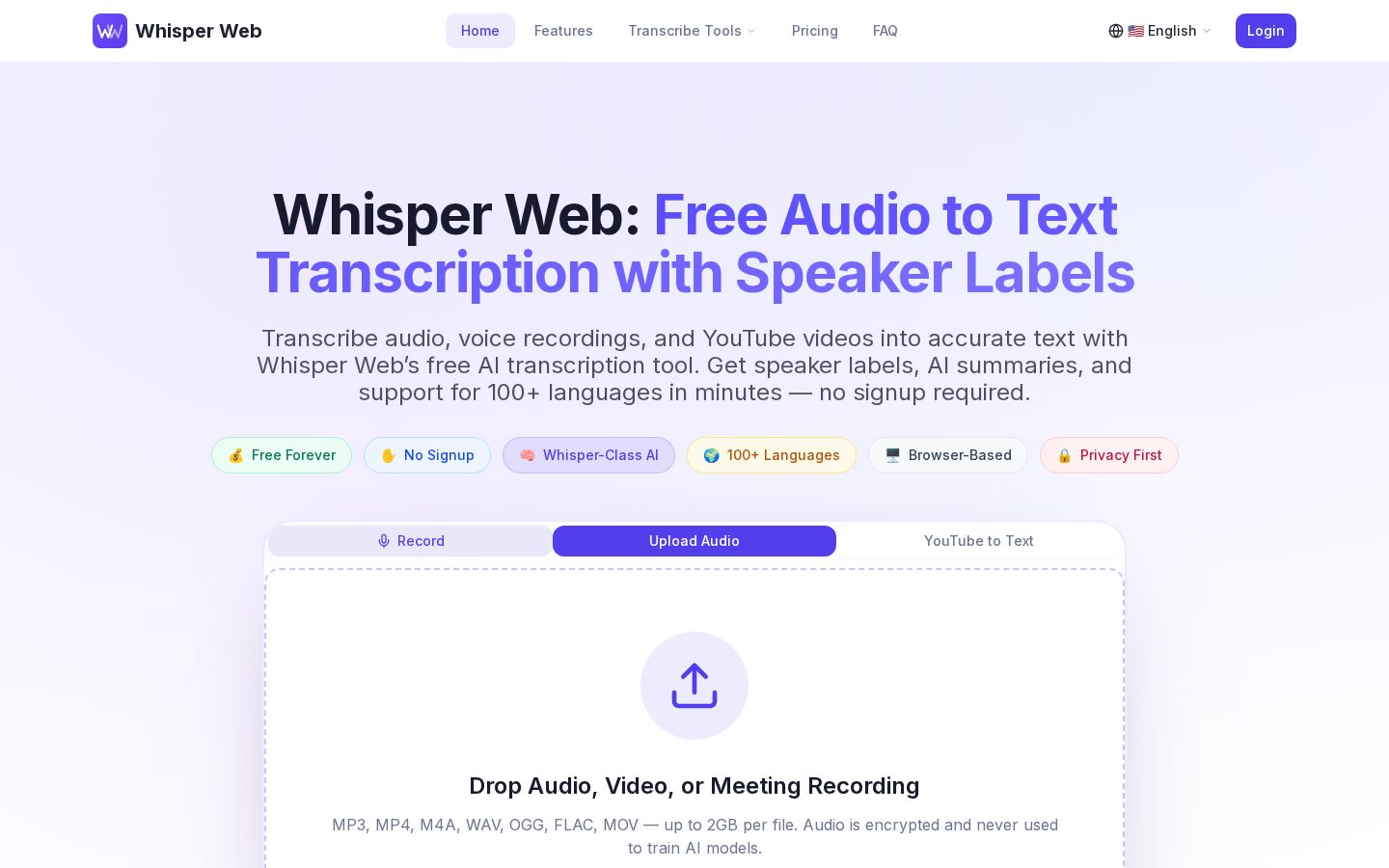 Whisper Web Homepage