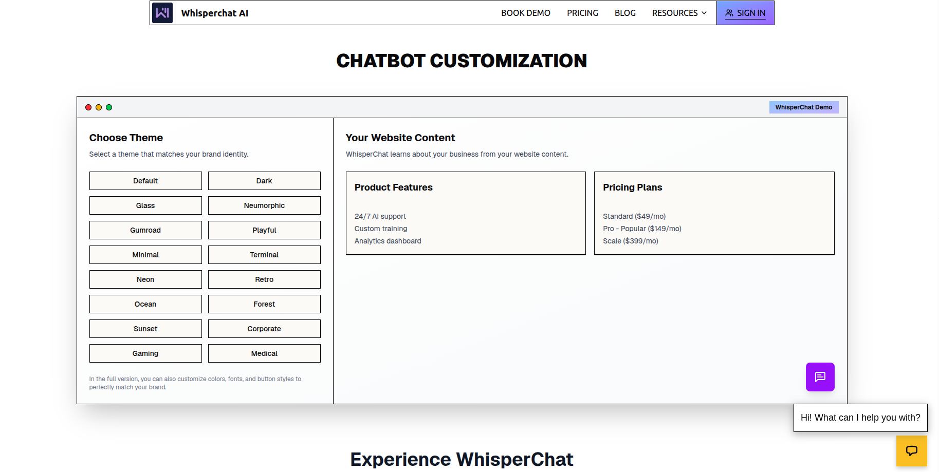 Whisperchat Chatbot Customization