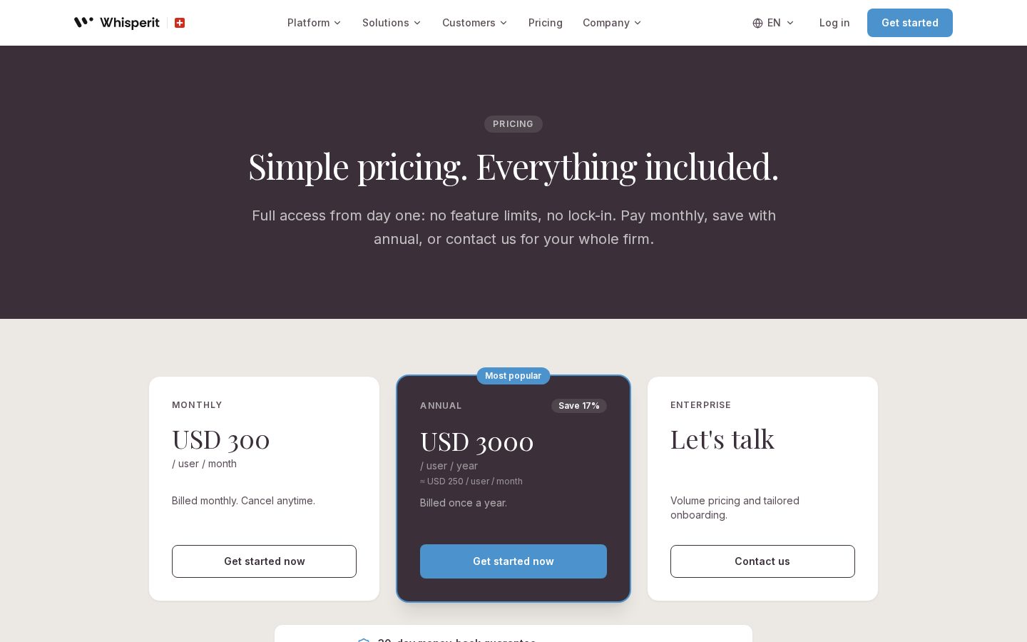 Whisperit Pricing