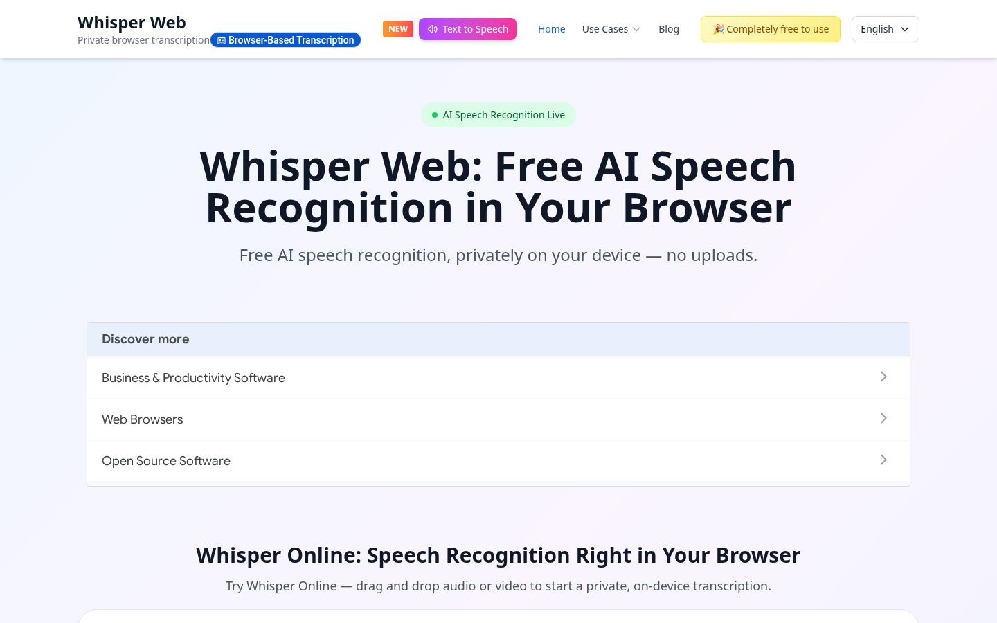 whisperweb.app Homepage