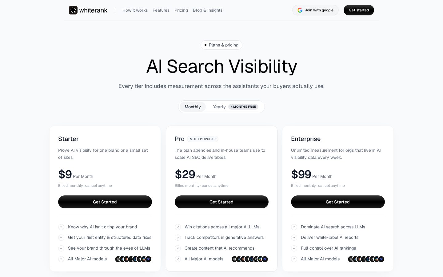 WhiteRank Pricing