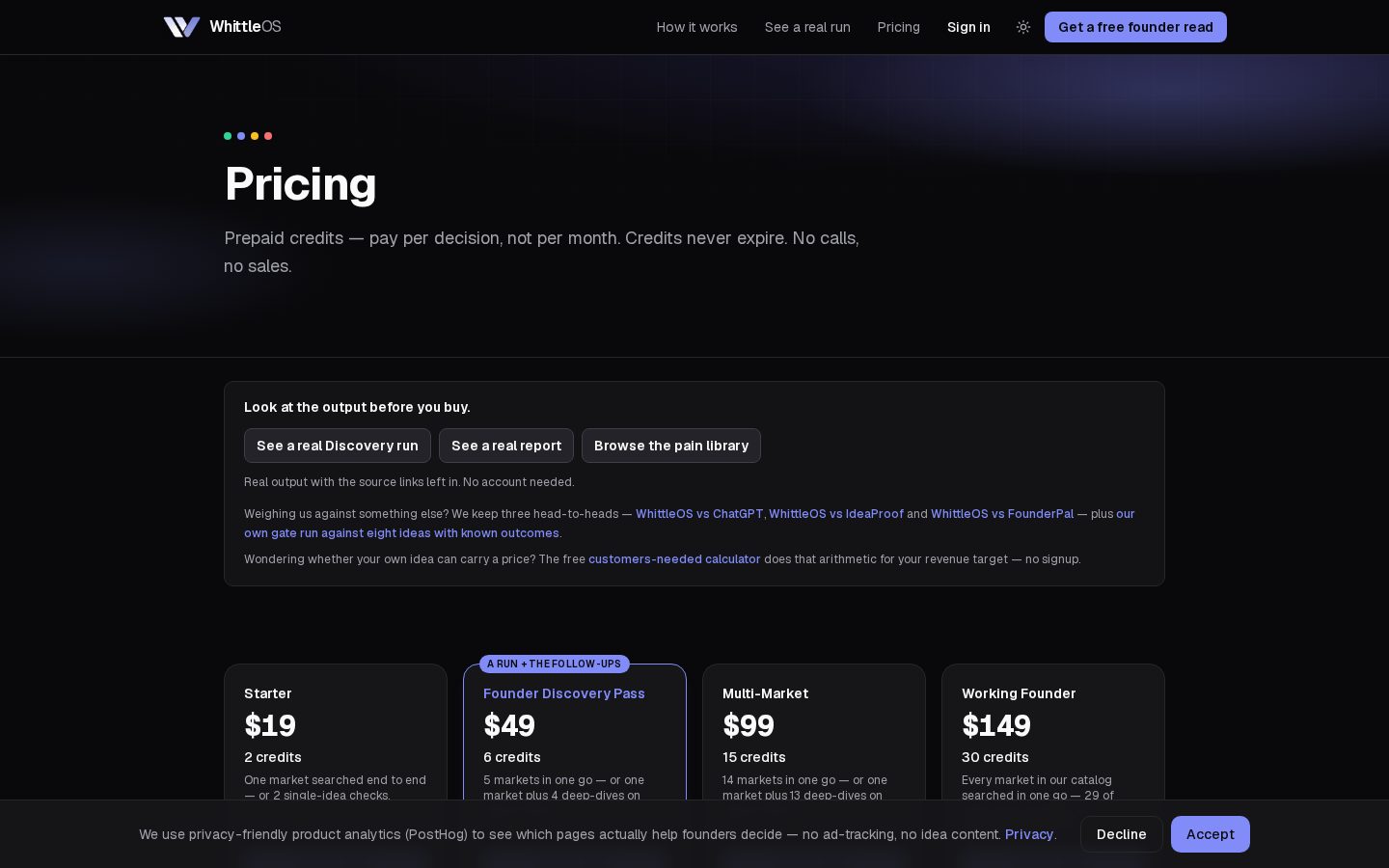 WhittleOS Pricing