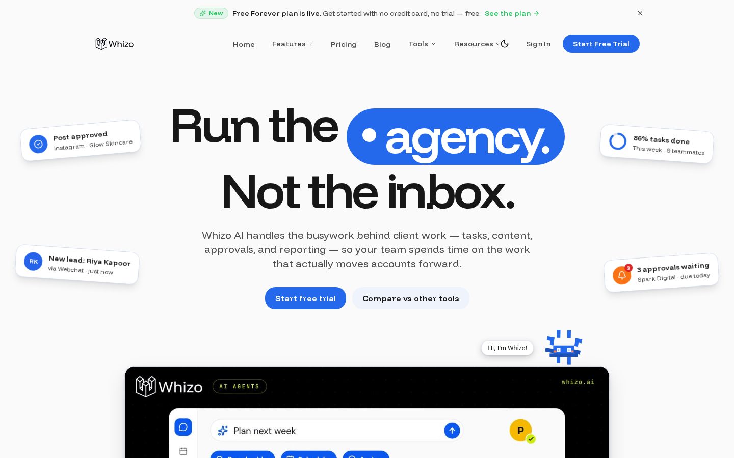 Whizo AI Homepage