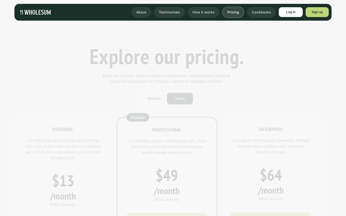 Wholesum Pricing