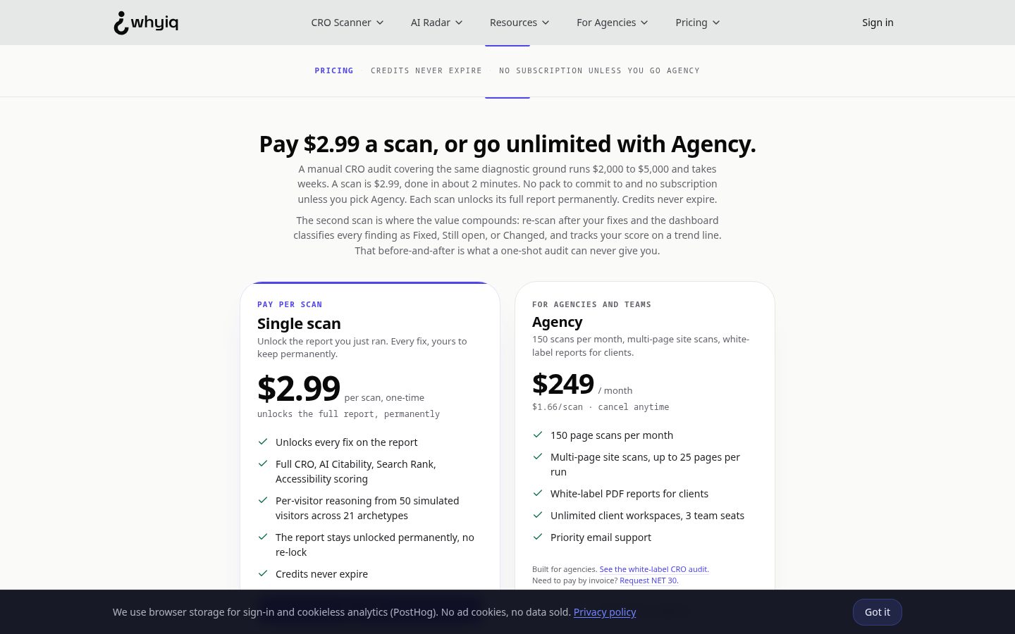 WhyIQ Pricing