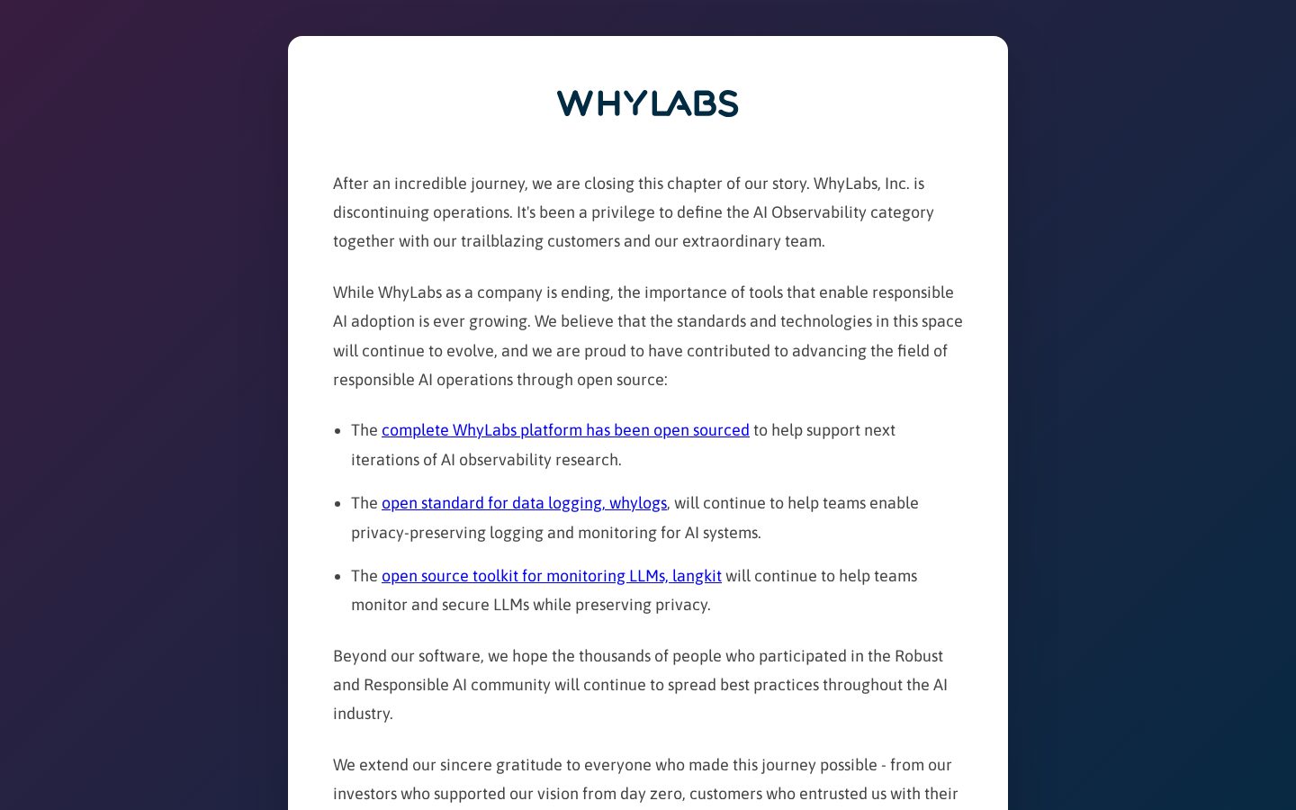 WhyLabs Homepage