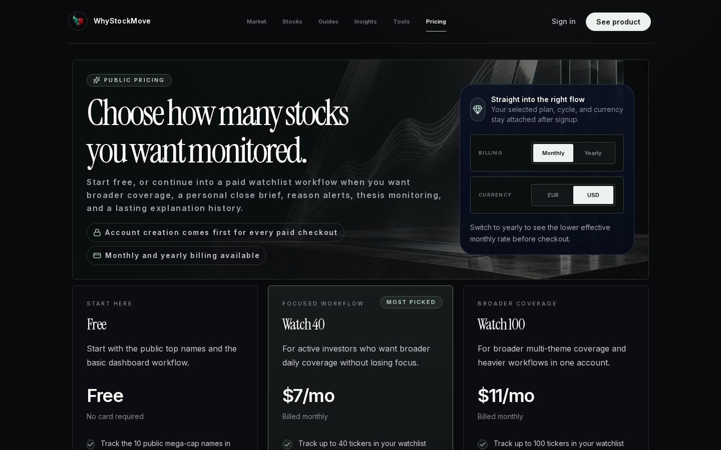 WhyStockMove Pricing