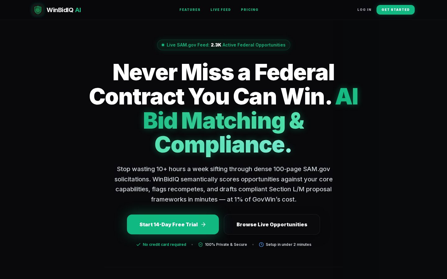 WinBidIQ Homepage
