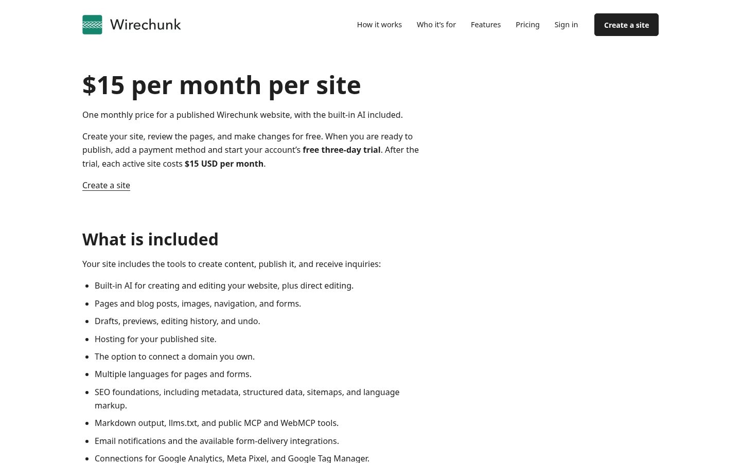 Wirechunk Pricing