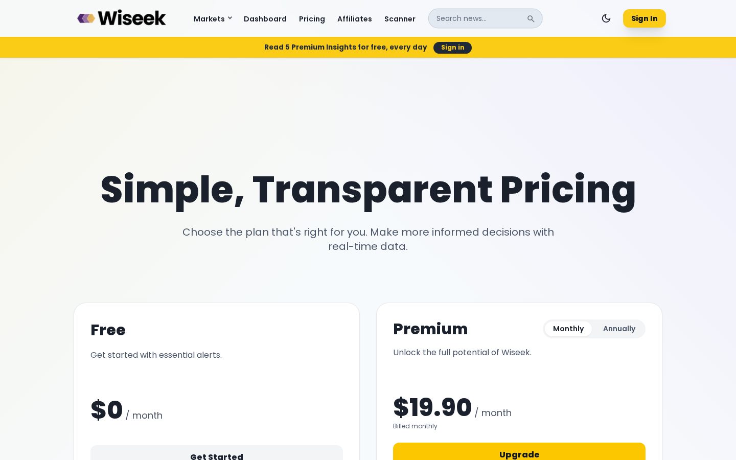 Wiseek Pricing