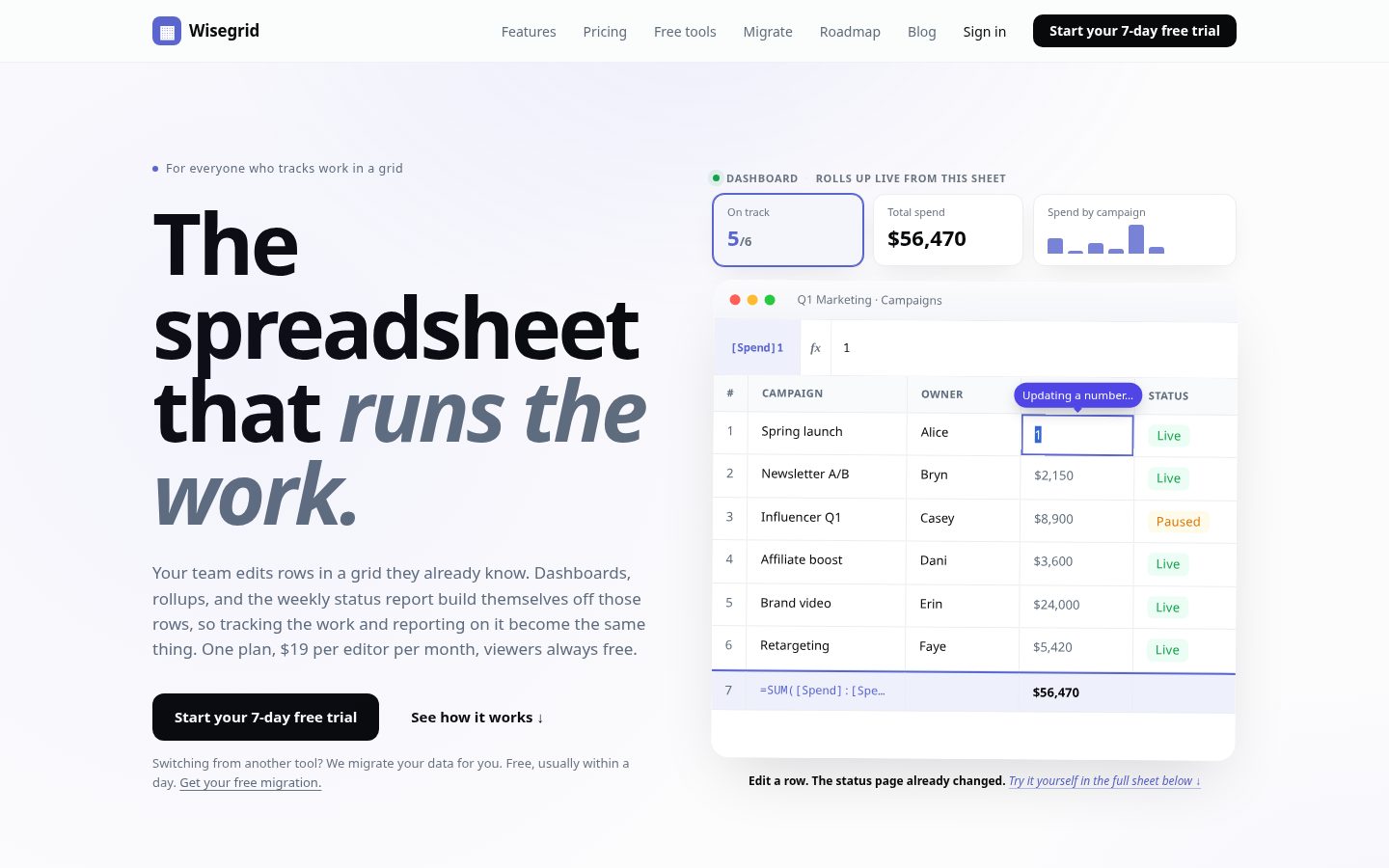 Wisegrid.co Homepage